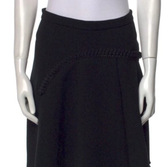 CARVEN ASYMMETRIC BLACK EMBELLISHED FLARED SKIRT M - Picture 8 of 13